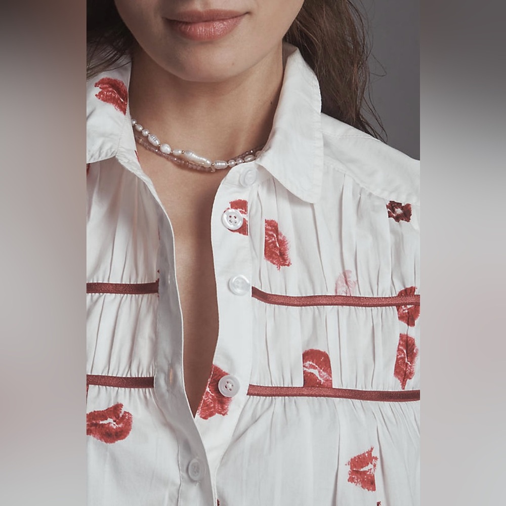 Anthropologie The Leandra Sheer Yolk Blouse in Ivory Kisses